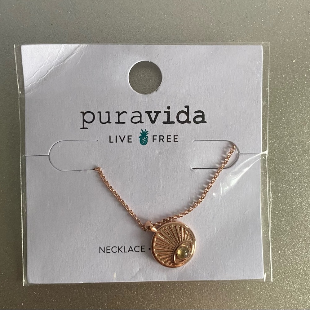 Rose gold evil eye pura vida necklace